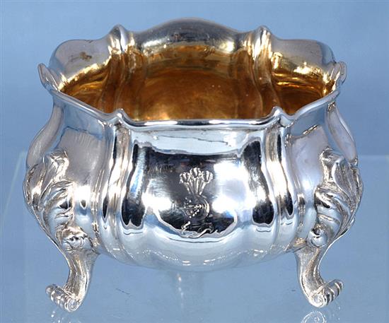 A set of four William IV silver salts, by Charles Goodwin, dia 78mm, weight 15.6oz/486grms.